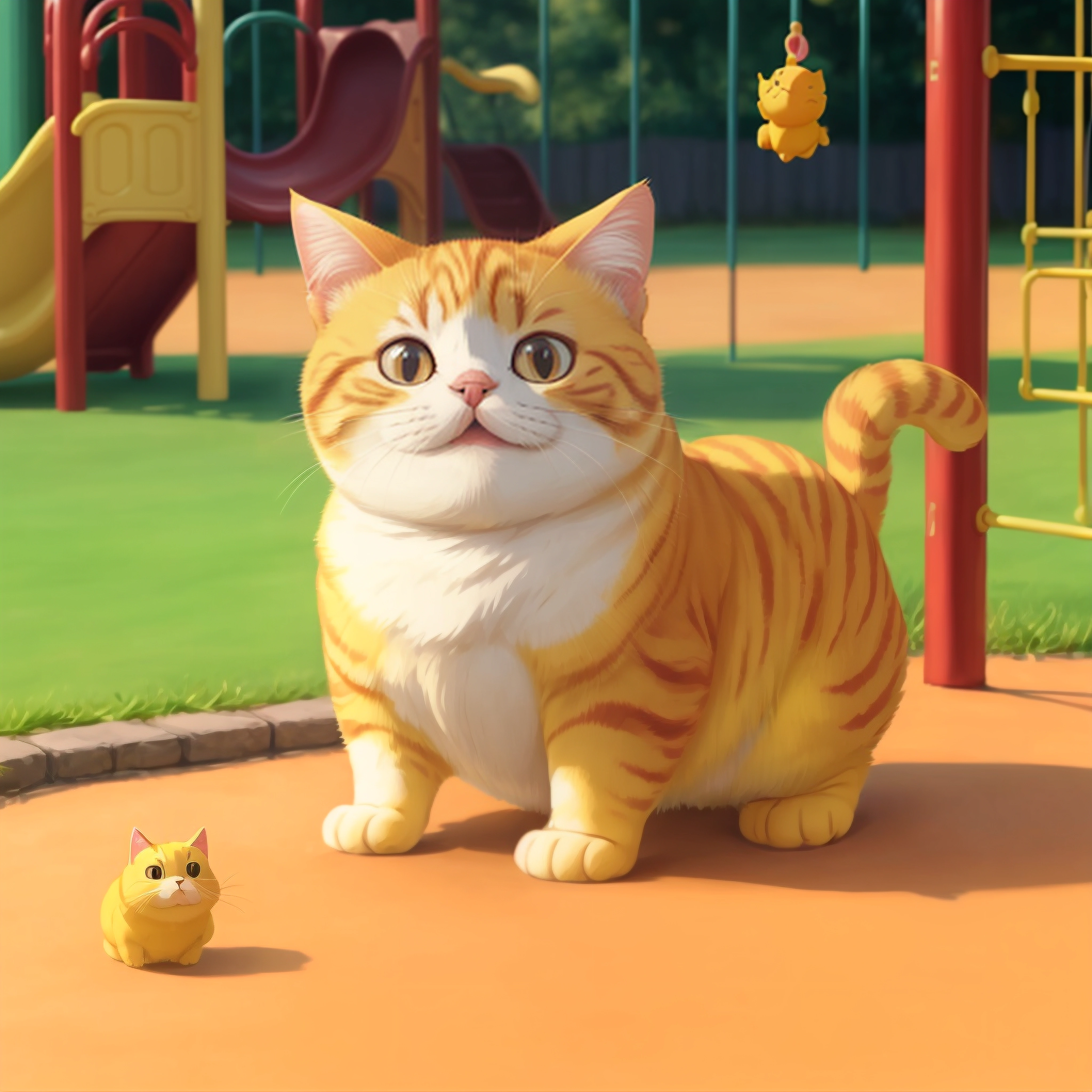 Chubby Yellow Cat Bubbles game time