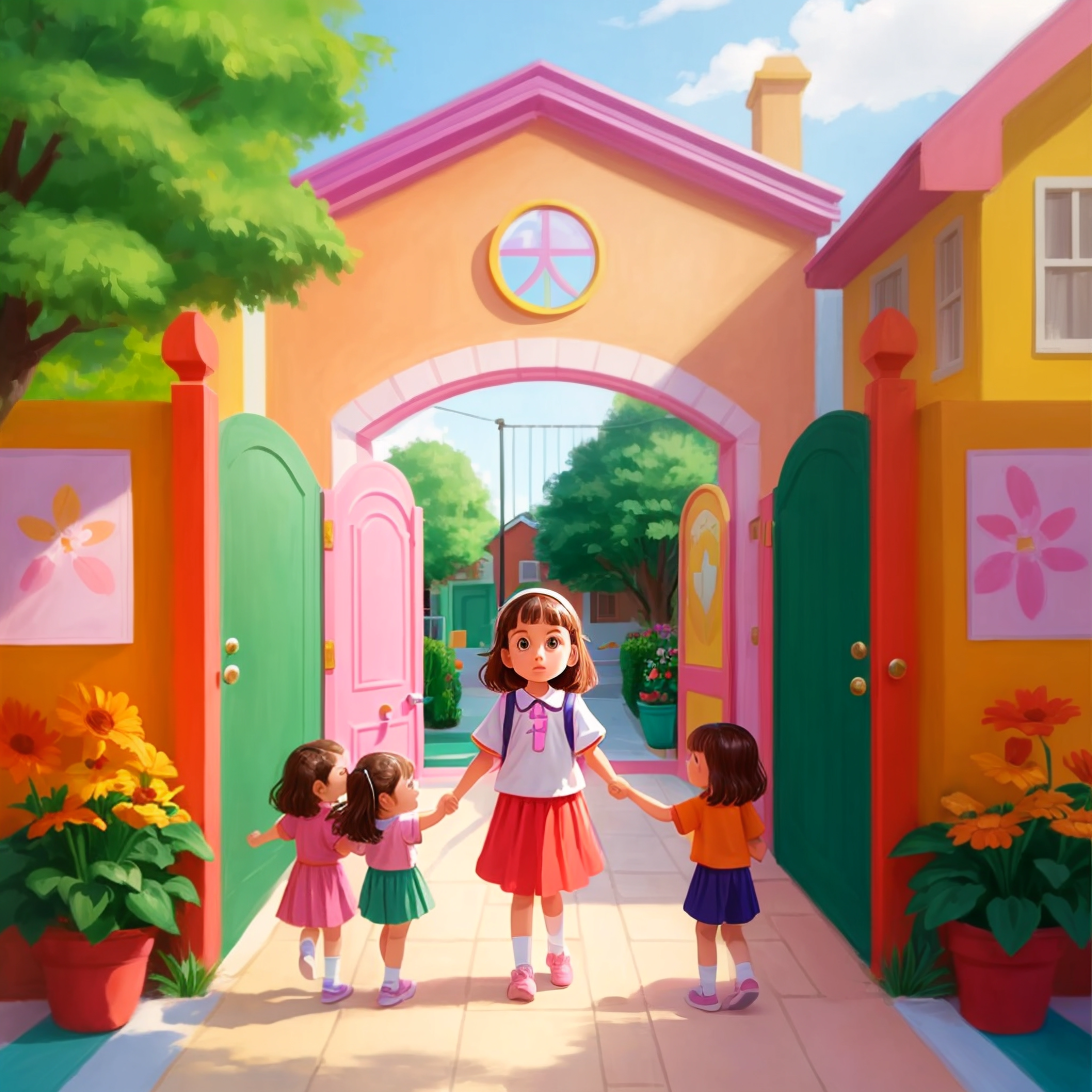 hov the little girl M ia went to kindergarten for the first time